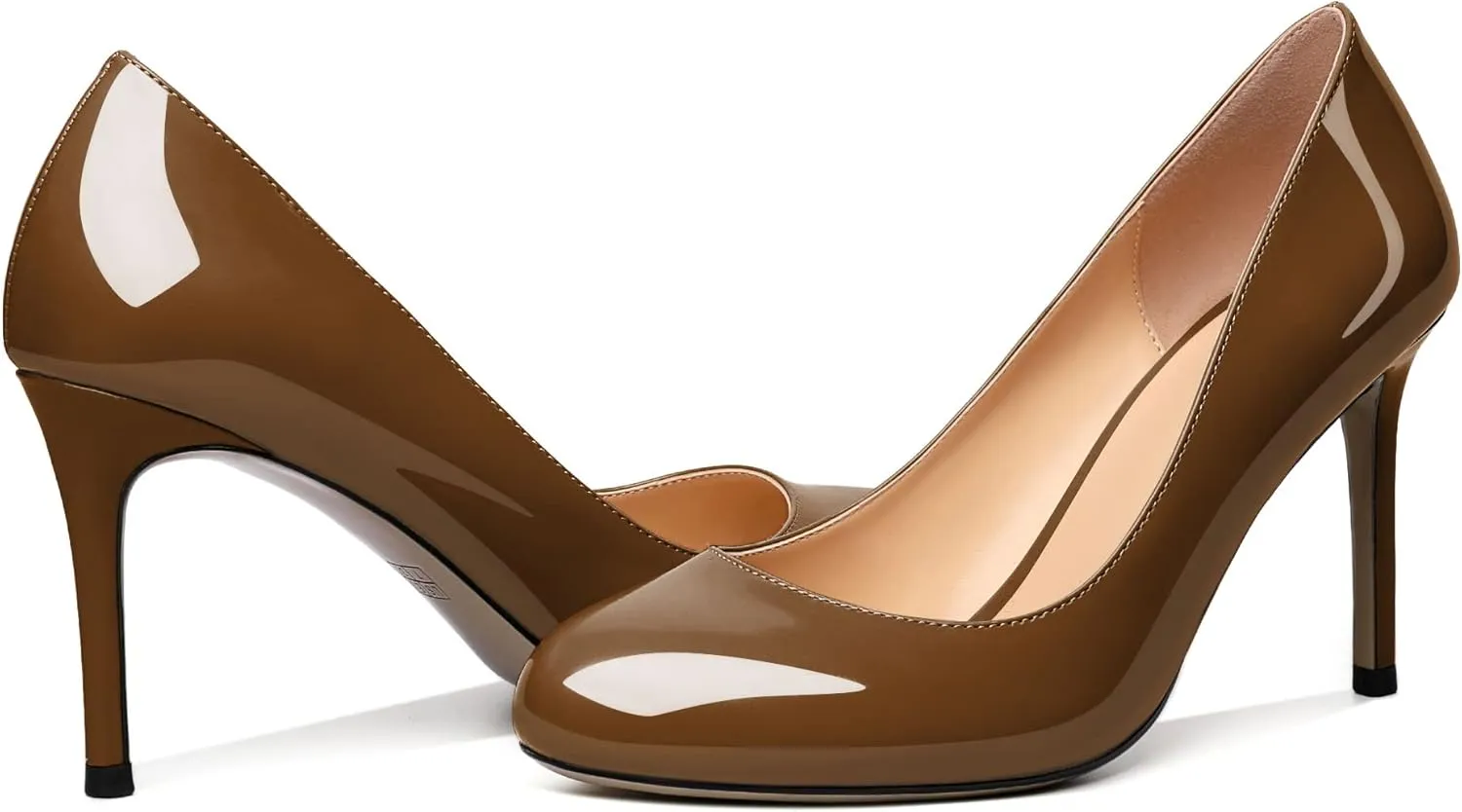 Joseywade Womens High Stilettos Heels Round Toe Pumps Slip-on Closed Toe 3.5 Inch Dress Shoes