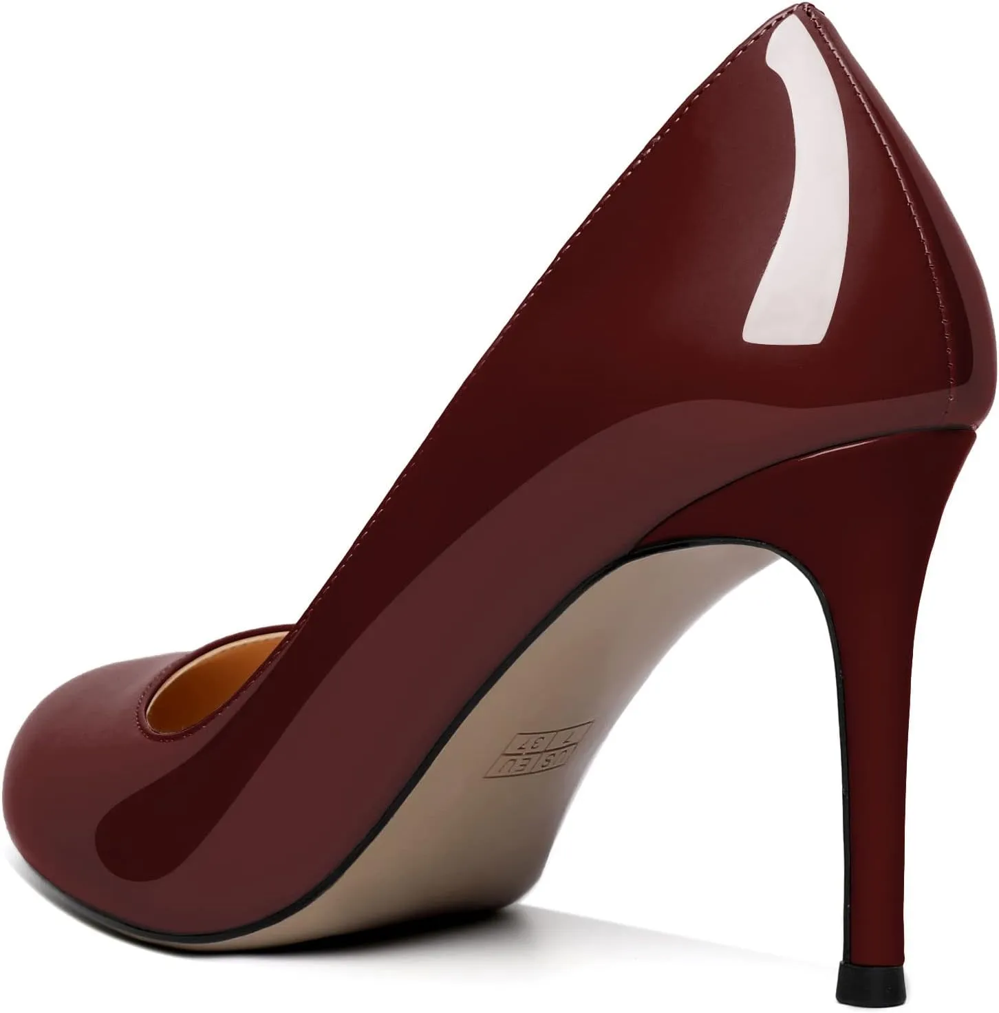 Joseywade Womens High Stilettos Heels Round Toe Pumps Slip-on Closed Toe 3.5 Inch Dress Shoes