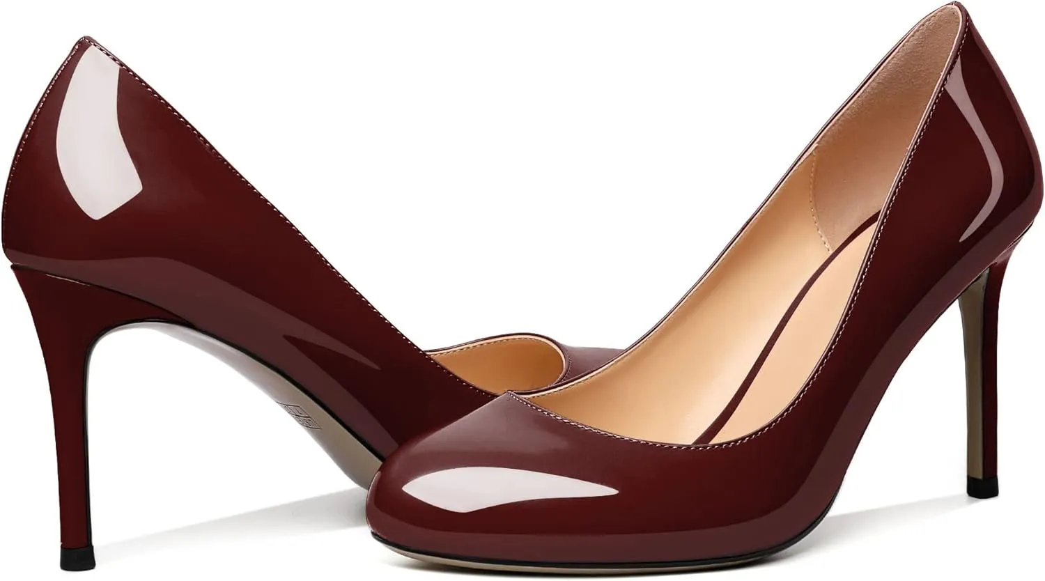 Joseywade Womens High Stilettos Heels Round Toe Pumps Slip-on Closed Toe 3.5 Inch Dress Shoes