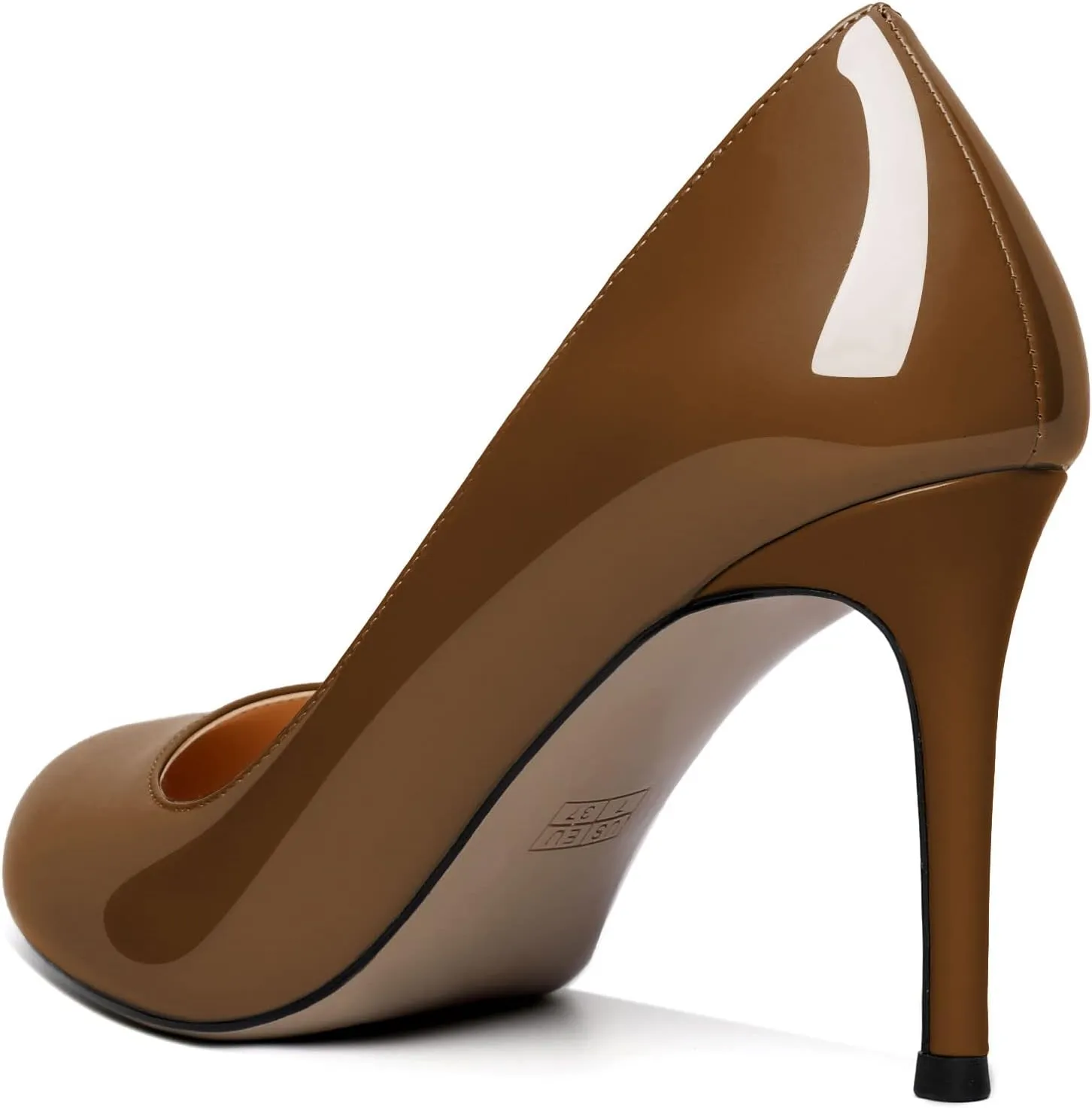 Joseywade Womens High Stilettos Heels Round Toe Pumps Slip-on Closed Toe 3.5 Inch Dress Shoes