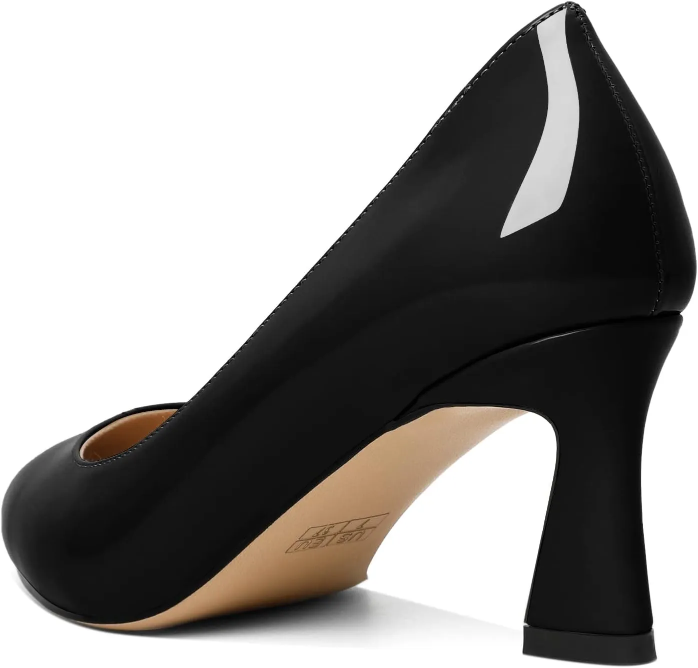 Joseywade Women's Low Heel Pumps 2.5 Inch Closed Pointed Toe Kitten Heel Slip On Business Leather Flare Heel Dressy Shoes