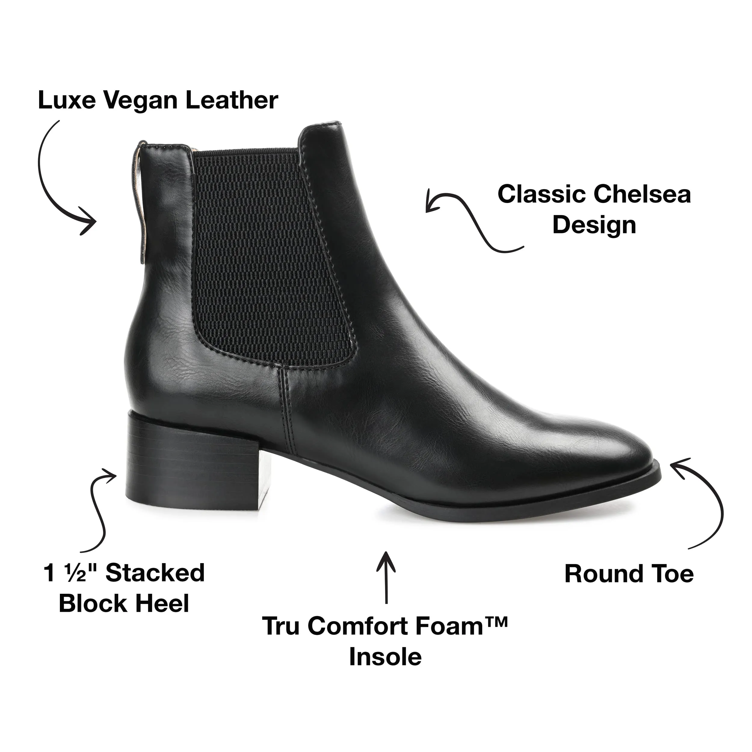 Journee Collection Women's CHAYSE Chelsea Boot, Black, 8