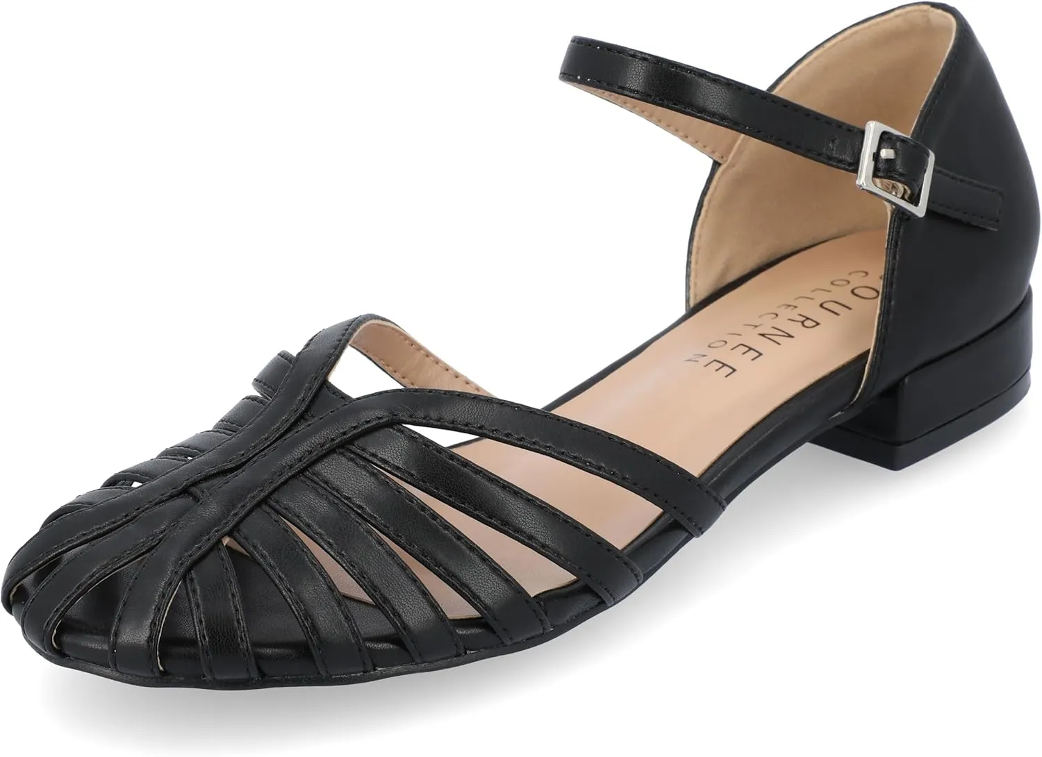 Journee Womens Joannah Mary Jane Block Heel Round Toe Flats