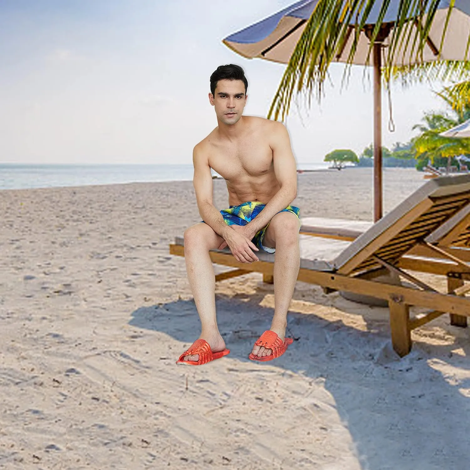 JOYEAR Lobster Flip Flops - Slipper & Slide Pool Beach Shower Shoes in Deep Red
