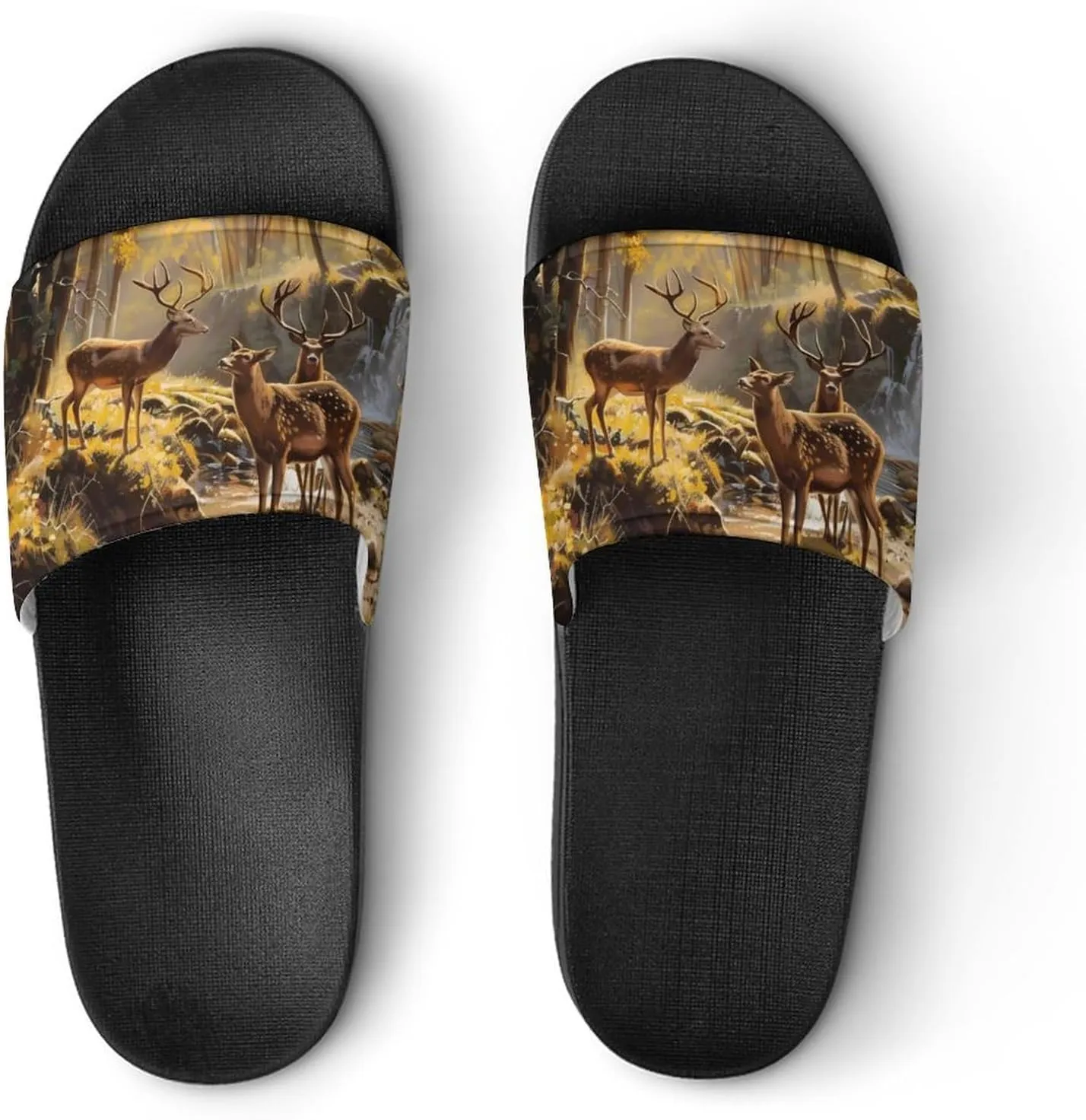 Jungle Hunting Deer Autumn Stream Fashion Womens And Mens Slippers House Shower Shoes Indoor Outdoor Beach