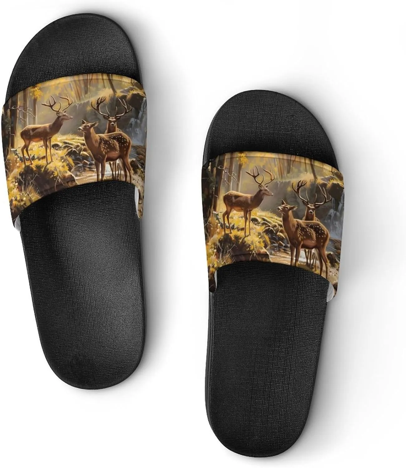 Jungle Hunting Deer Autumn Stream Fashion Womens And Mens Slippers House Shower Shoes Indoor Outdoor Beach