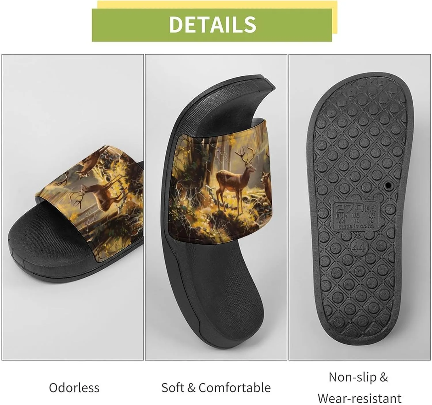 Jungle Hunting Deer Autumn Stream Fashion Womens And Mens Slippers House Shower Shoes Indoor Outdoor Beach