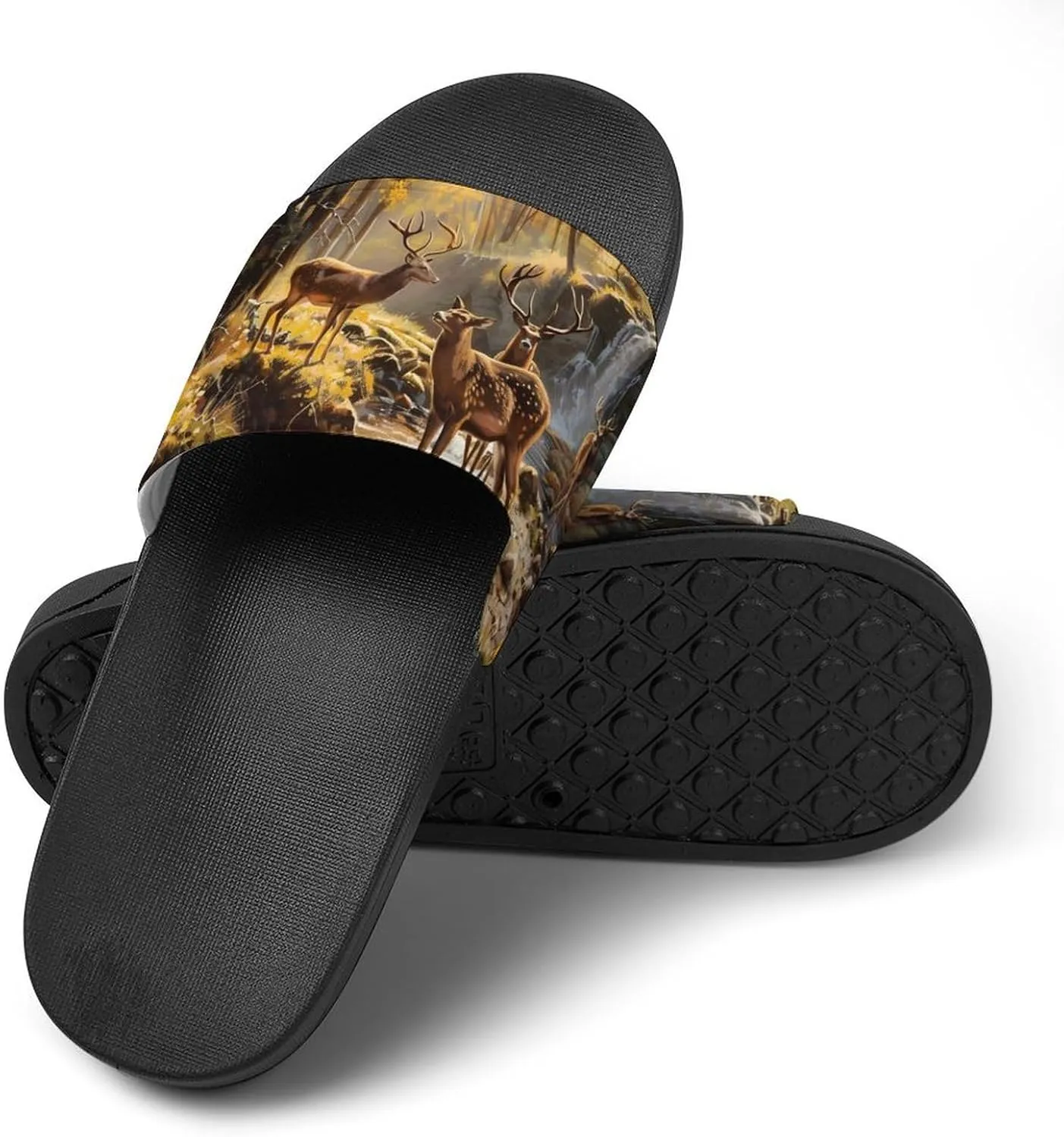 Jungle Hunting Deer Autumn Stream Fashion Womens And Mens Slippers House Shower Shoes Indoor Outdoor Beach