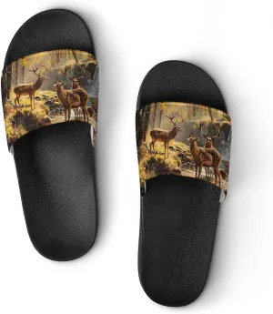 Jungle Hunting Deer Autumn Stream Fashion Womens And Mens Slippers House Shower Shoes Indoor Outdoor Beach
