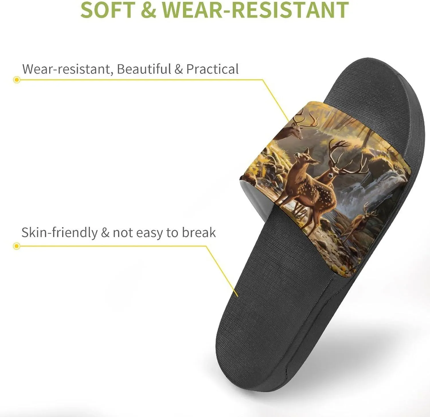 Jungle Hunting Deer Autumn Stream Fashion Womens And Mens Slippers House Shower Shoes Indoor Outdoor Beach