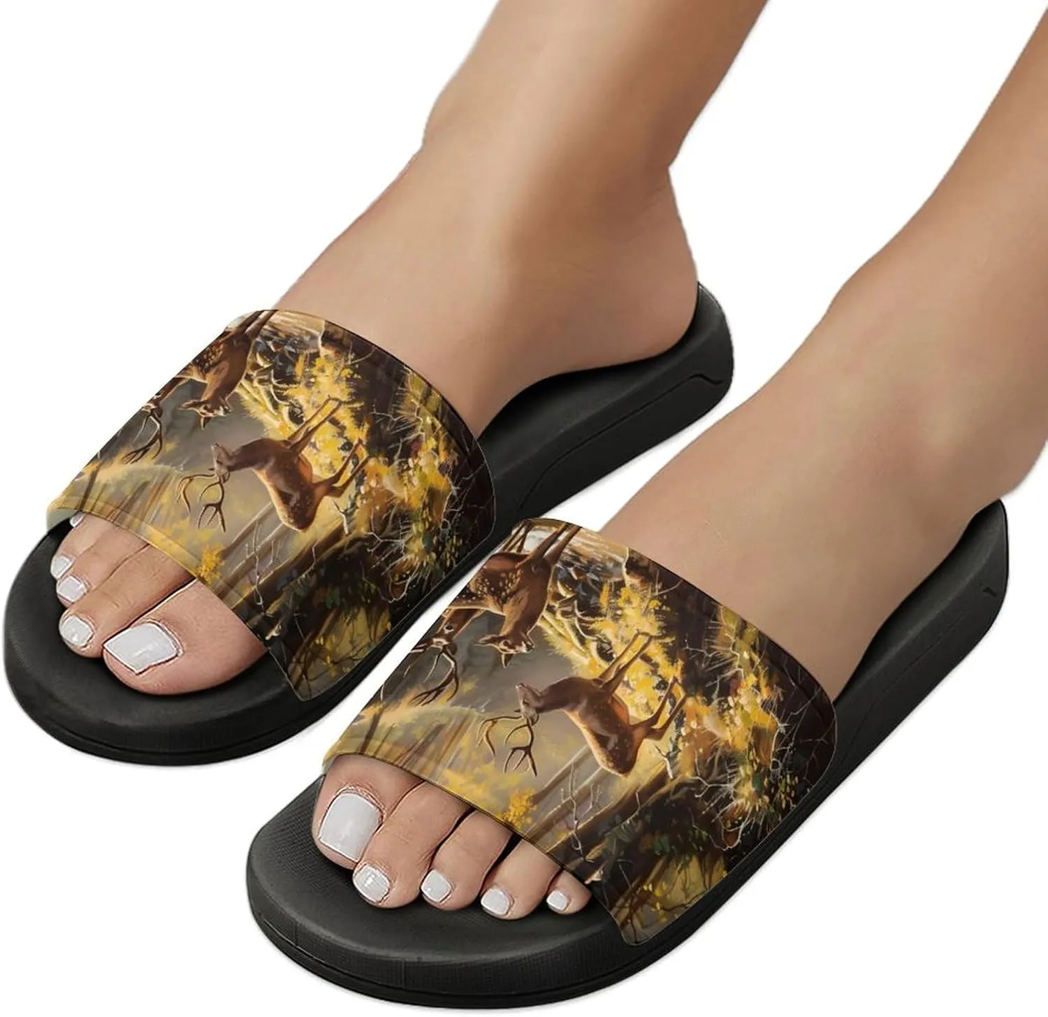 Jungle Hunting Deer Autumn Stream Fashion Womens And Mens Slippers House Shower Shoes Indoor Outdoor Beach
