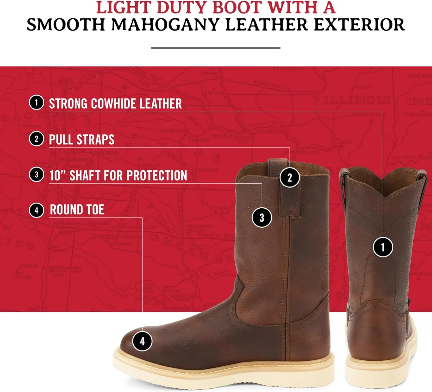 Justin Men's Axe 10" Wedge Round Toe Work Boot