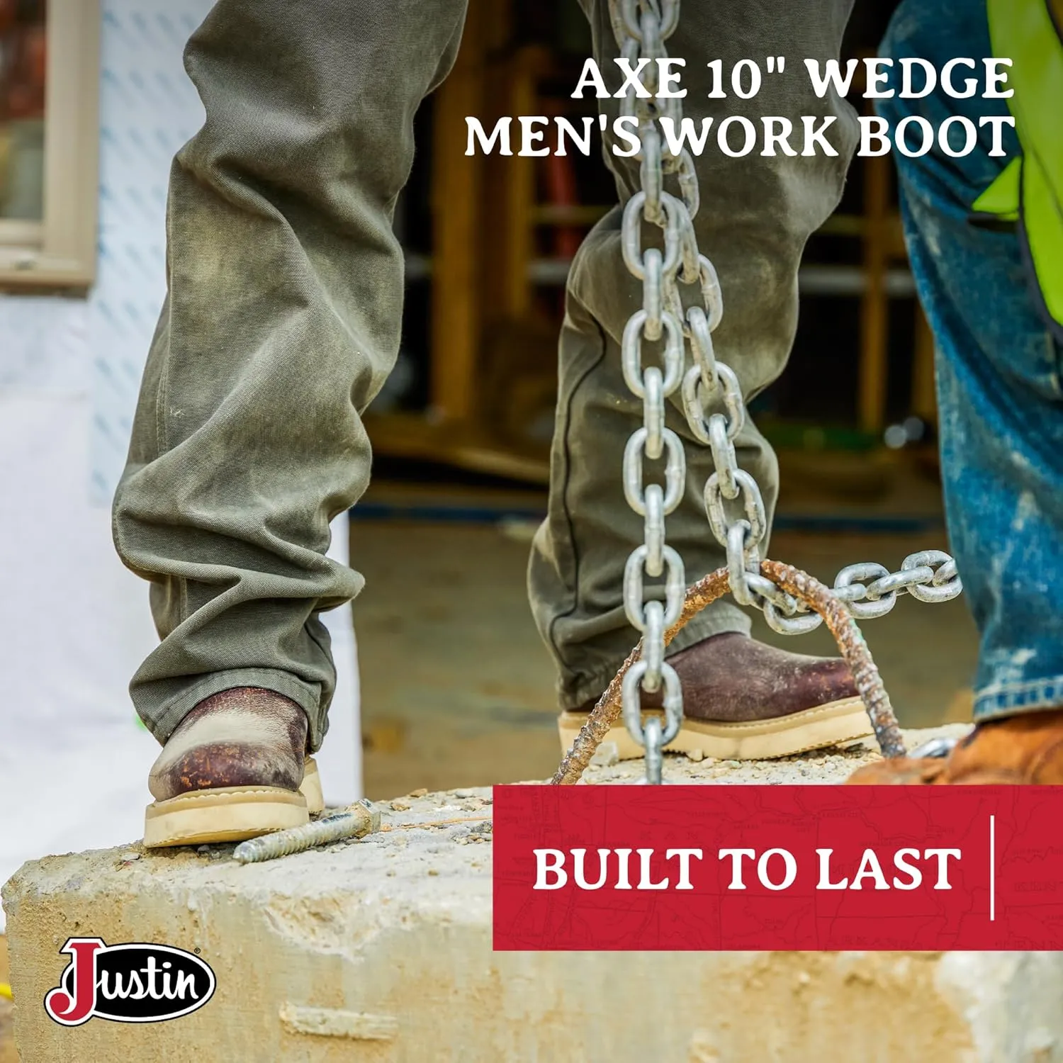 Justin Men's Axe 10" Wedge Round Toe Work Boot
