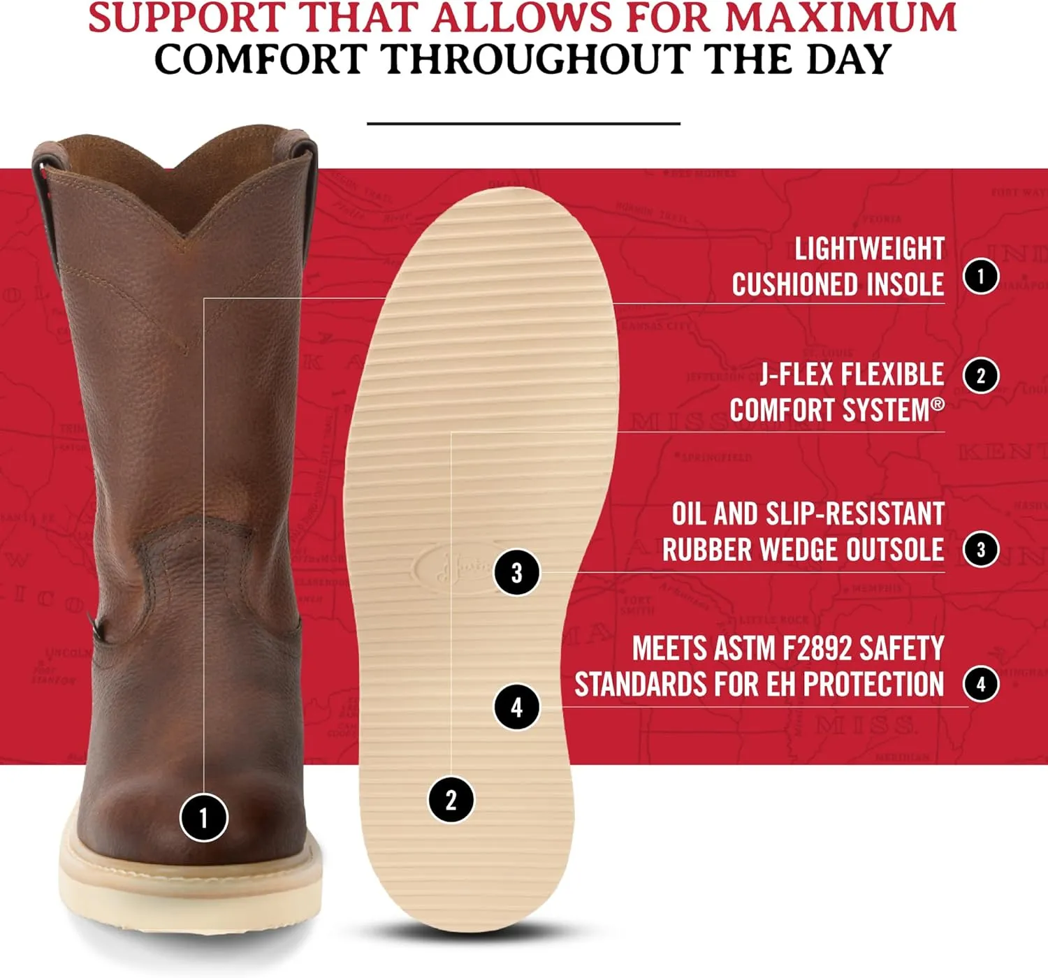 Justin Men's Axe 10" Wedge Round Toe Work Boot