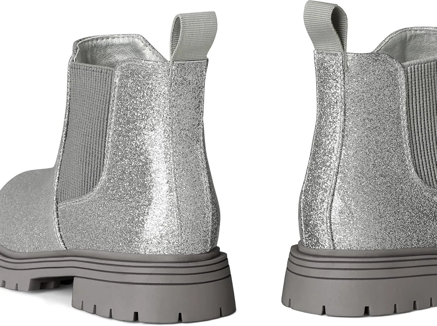 K KomForme Girls Glitter Ankle Boots Side Zipper Chelsea Booties Lug Sole (Toddler/Little Kids/Big Kids)