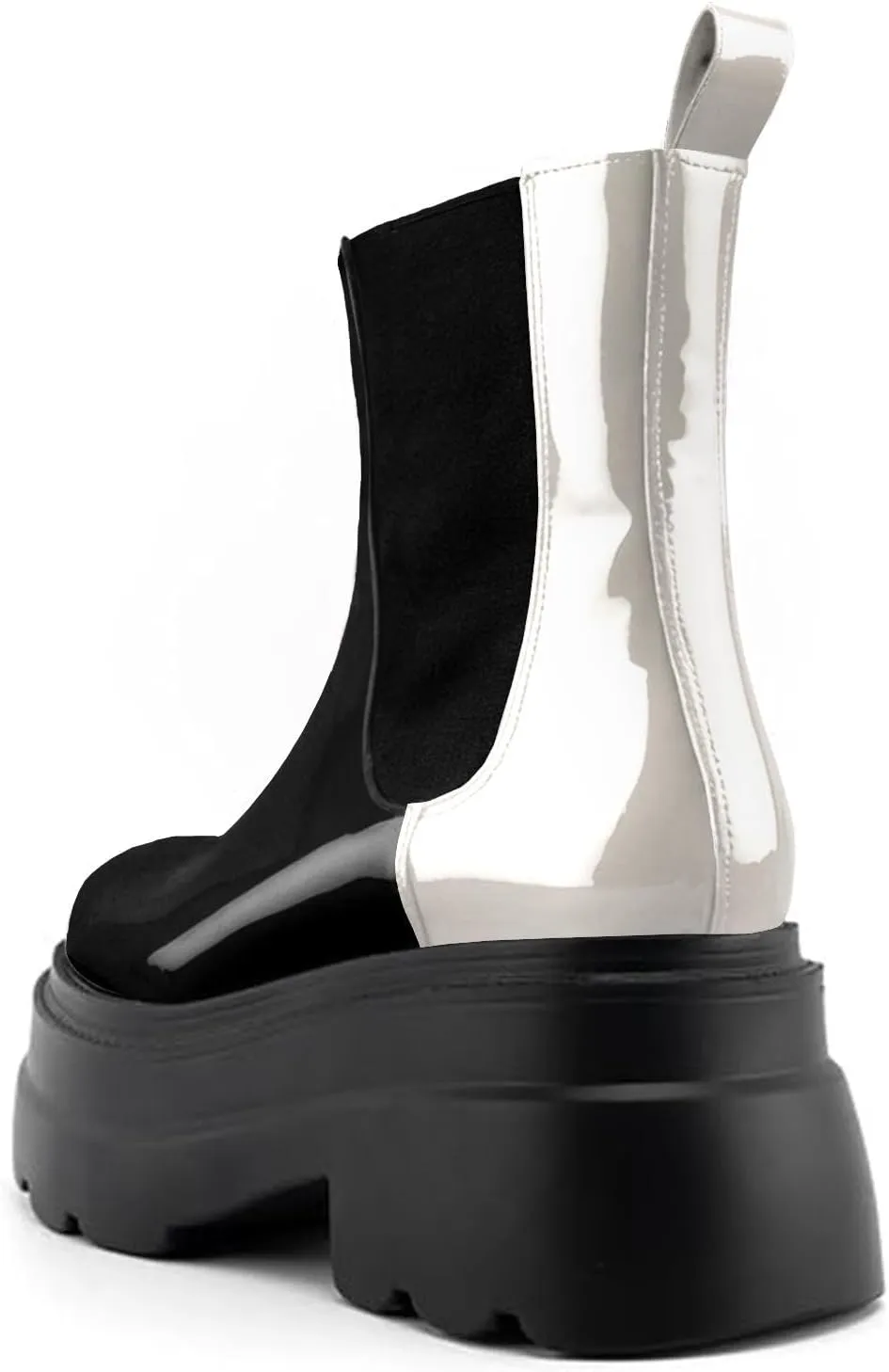 KaroNairy Women's Chelsea Boots Platform Ankle Booties Lug Sole Slip-On Short Boot Round Toe Boots