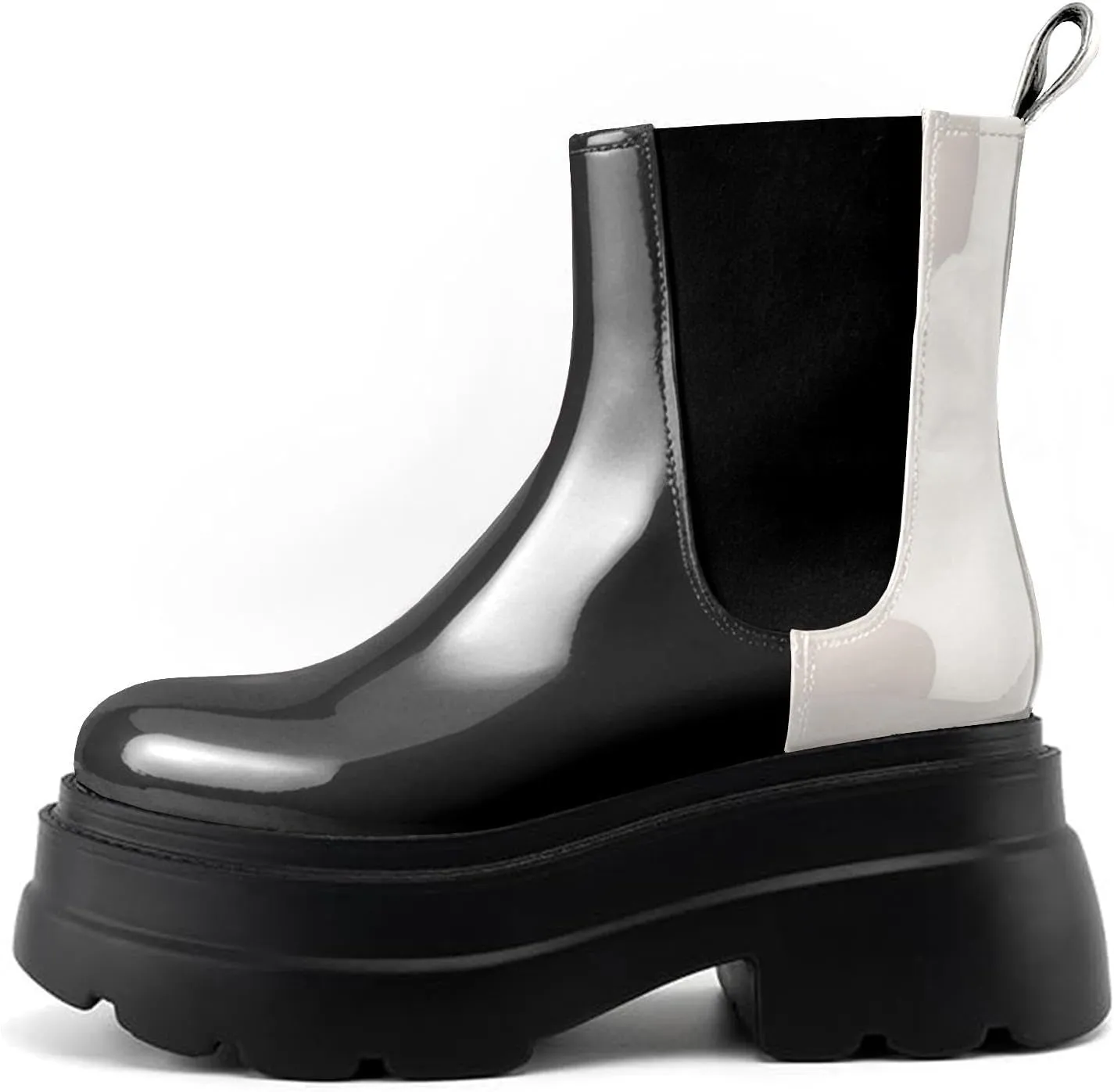 KaroNairy Women's Chelsea Boots Platform Ankle Booties Lug Sole Slip-On Short Boot Round Toe Boots