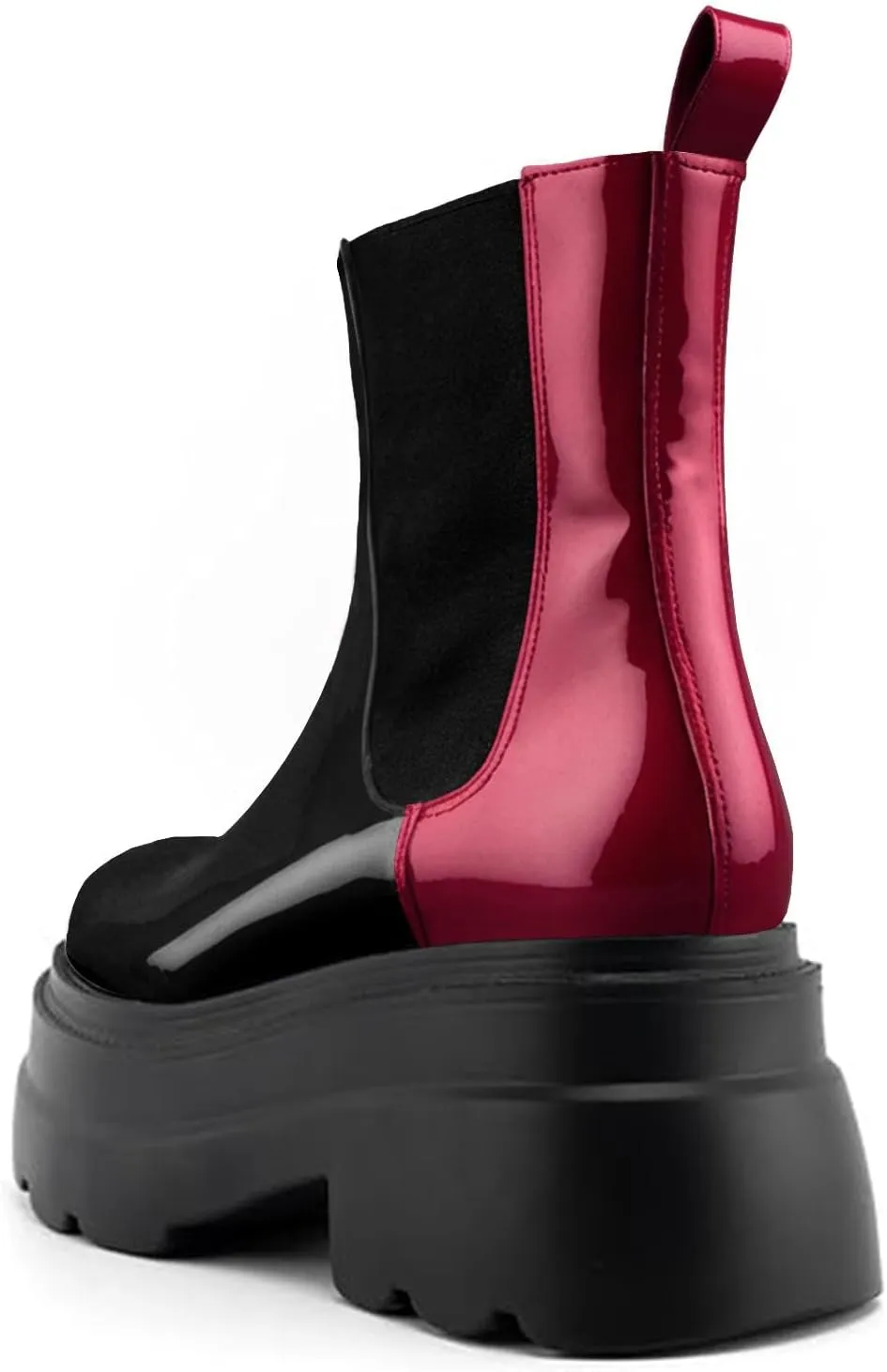 KaroNairy Women's Chelsea Boots Platform Ankle Booties Lug Sole Slip-On Short Boot Round Toe Boots