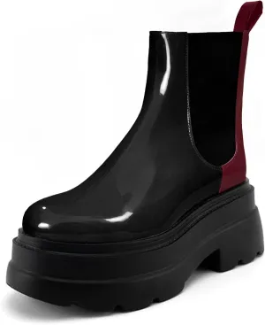 KaroNairy Women's Chelsea Boots Platform Ankle Booties Lug Sole Slip-On Short Boot Round Toe Boots