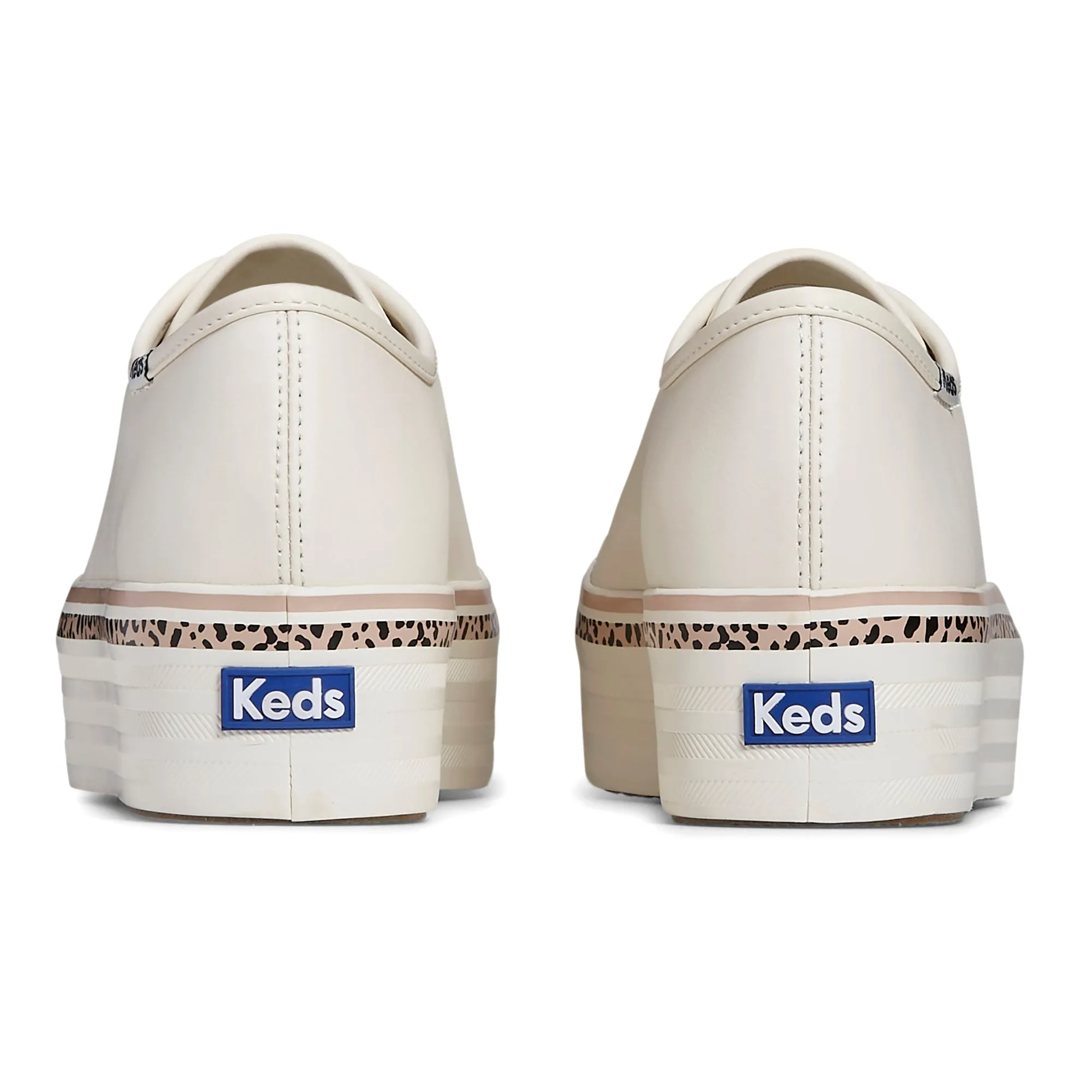 Keds Triple Up Leather Leopard Stripe - White/Tan
