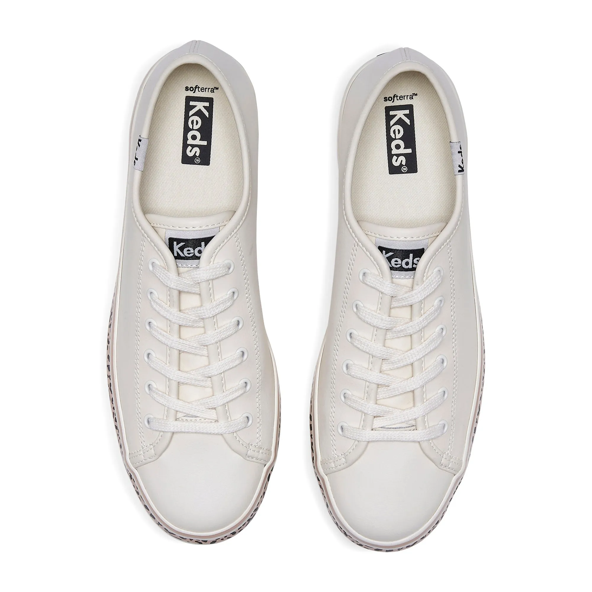 Keds Triple Up Leather Leopard Stripe - White/Tan