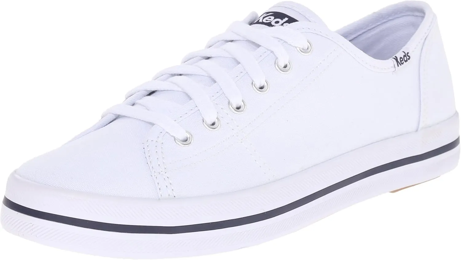 Keds Women's Kickstart Lace Up Canvas Sneaker, White, Size 6