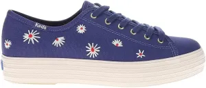 Keds Womens Triple Kick Canvas Daisy Embroidery Lace Up Sneakers Shoes Casual - Blue