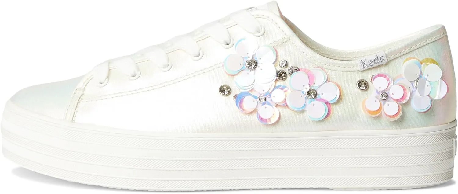 Keds Womens Triple Kick Canvas Daisy Embroidery Lace Up Sneakers Shoes Casual - Blue