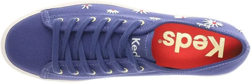 Keds Womens Triple Kick Canvas Daisy Embroidery Lace Up Sneakers Shoes Casual - Blue