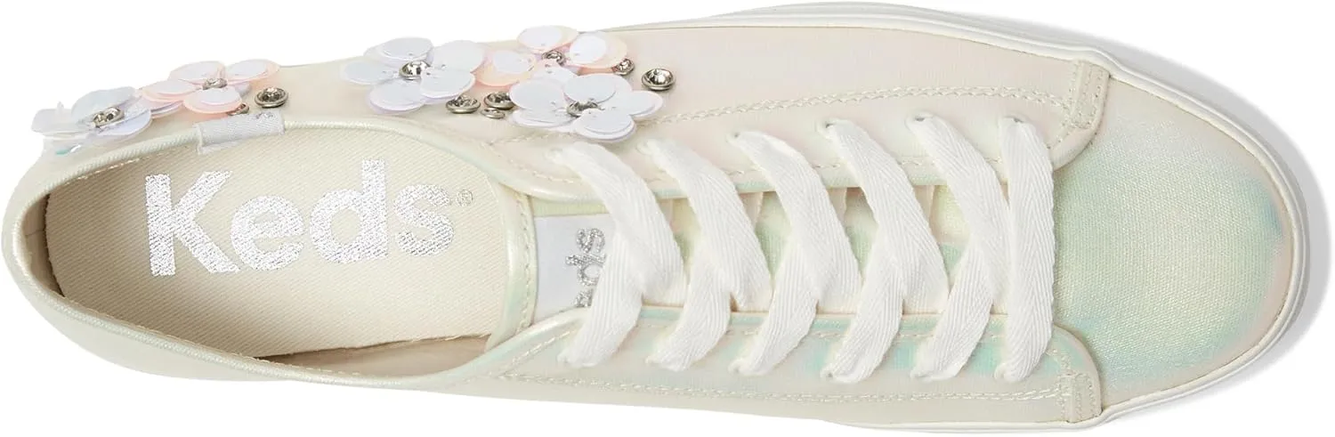 Keds Womens Triple Kick Canvas Daisy Embroidery Lace Up Sneakers Shoes Casual - Blue