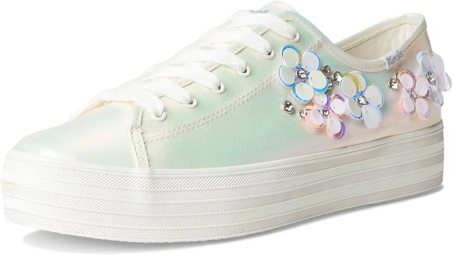 Keds Womens Triple Kick Canvas Daisy Embroidery Lace Up Sneakers Shoes Casual - Blue
