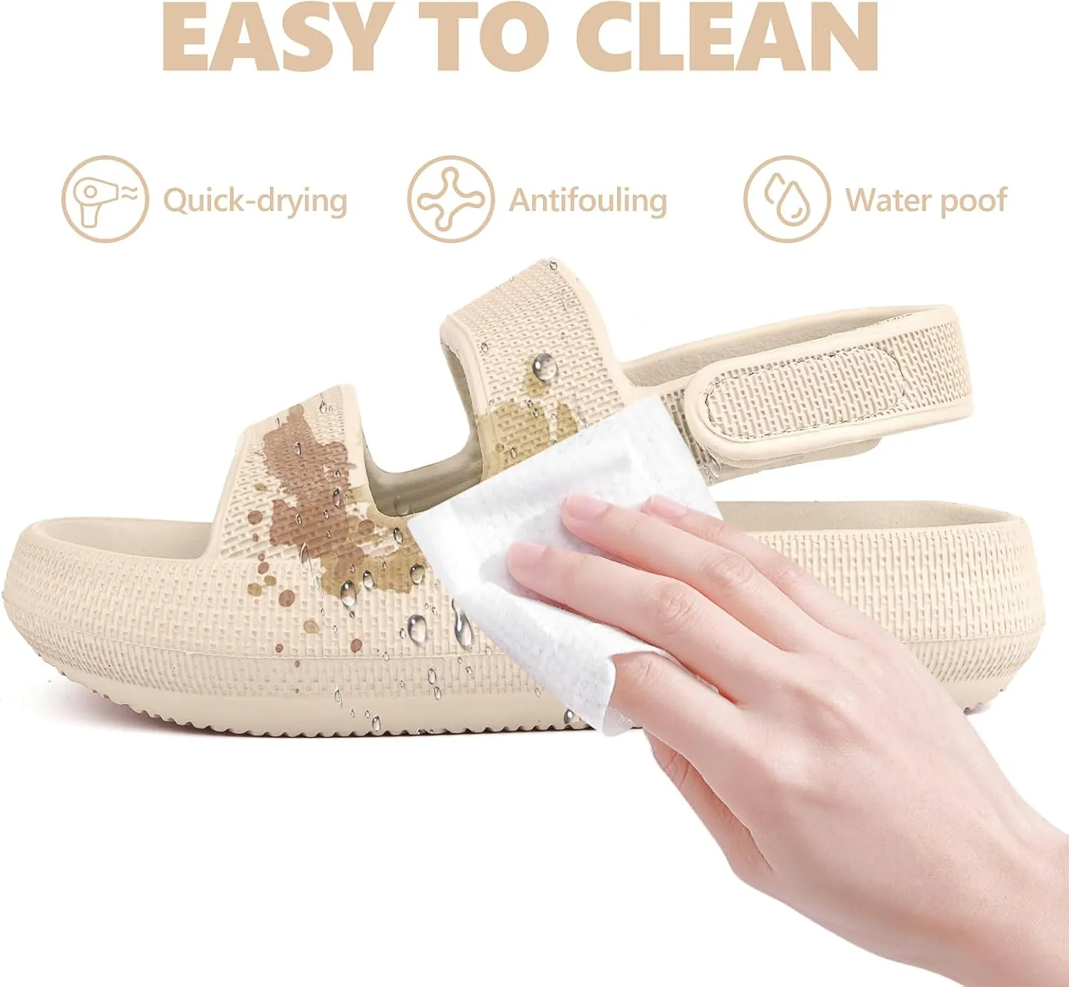 Kids Cloud Sandals Boys Girls Slip on Flat Slides Sandals EVA Summer Quick Drying Pillow Slipper With Hook Loop Back Strap