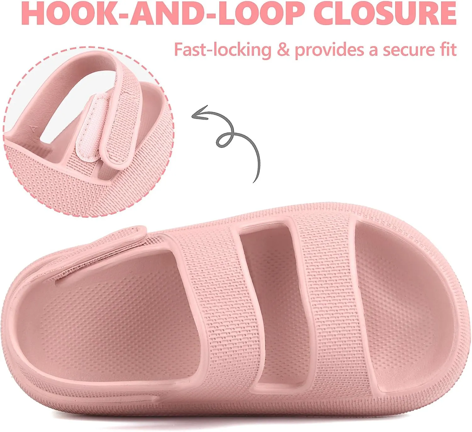 Kids Cloud Sandals Boys Girls Slip on Flat Slides Sandals EVA Summer Quick Drying Pillow Slipper With Hook Loop Back Strap