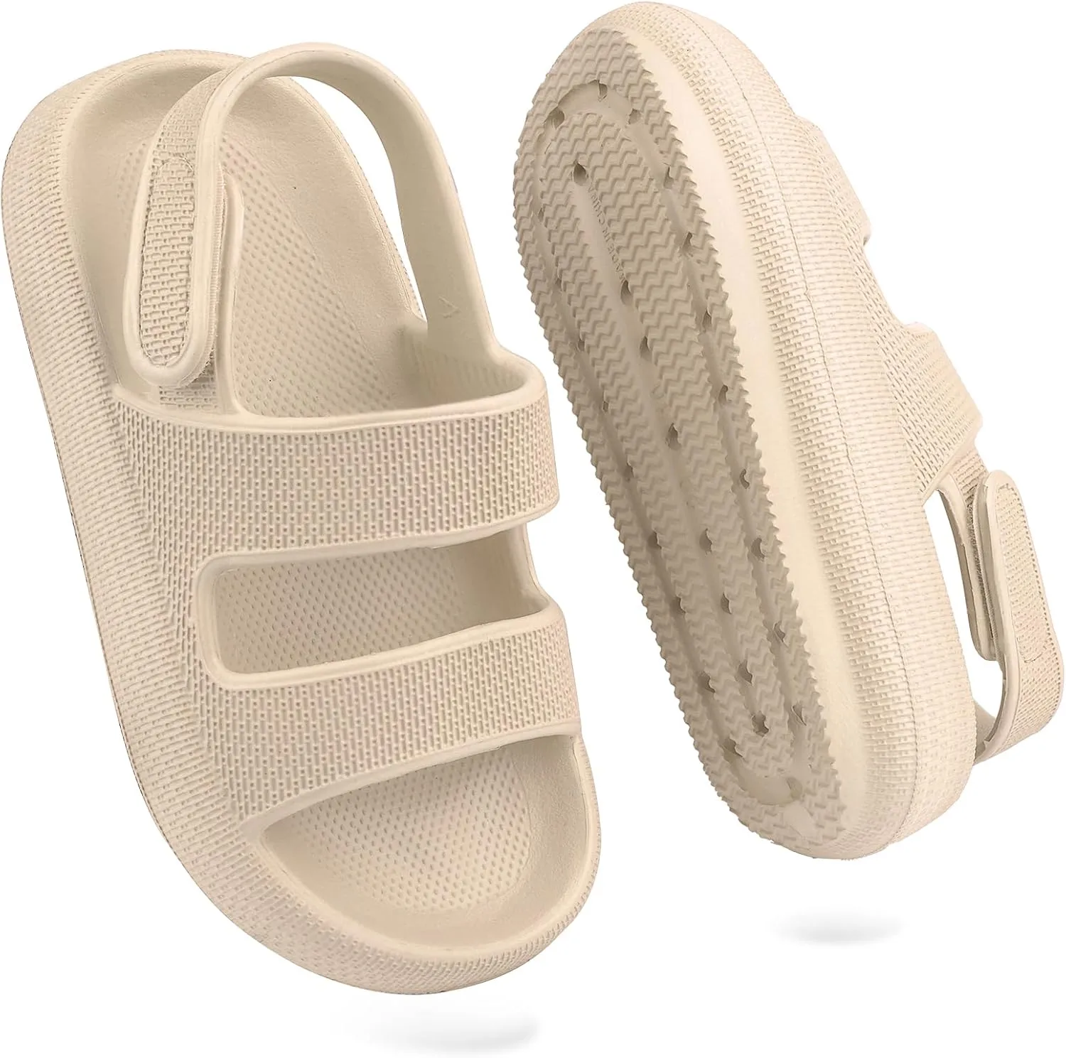 Kids Cloud Sandals Boys Girls Slip on Flat Slides Sandals EVA Summer Quick Drying Pillow Slipper With Hook Loop Back Strap