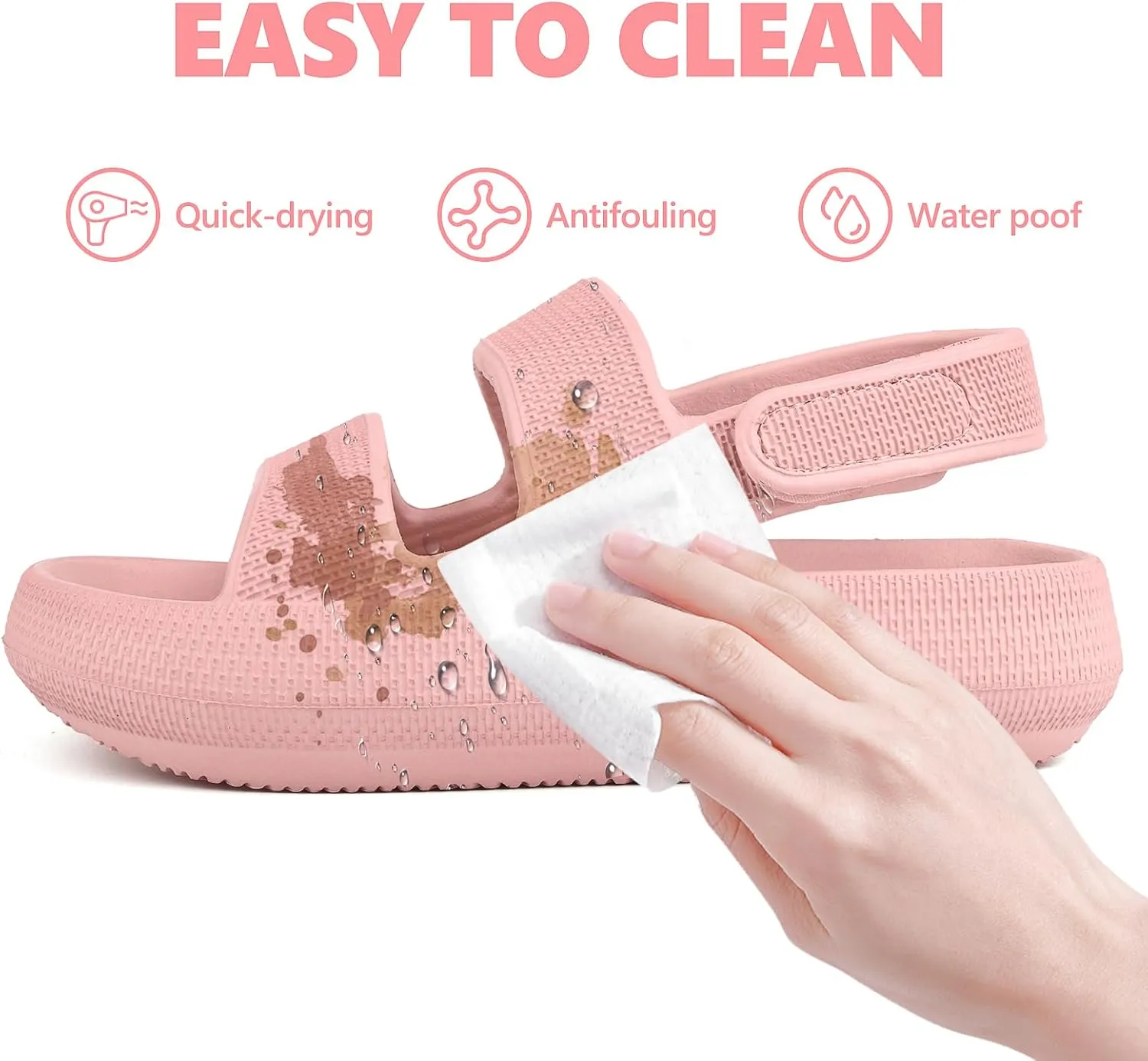 Kids Cloud Sandals Boys Girls Slip on Flat Slides Sandals EVA Summer Quick Drying Pillow Slipper With Hook Loop Back Strap