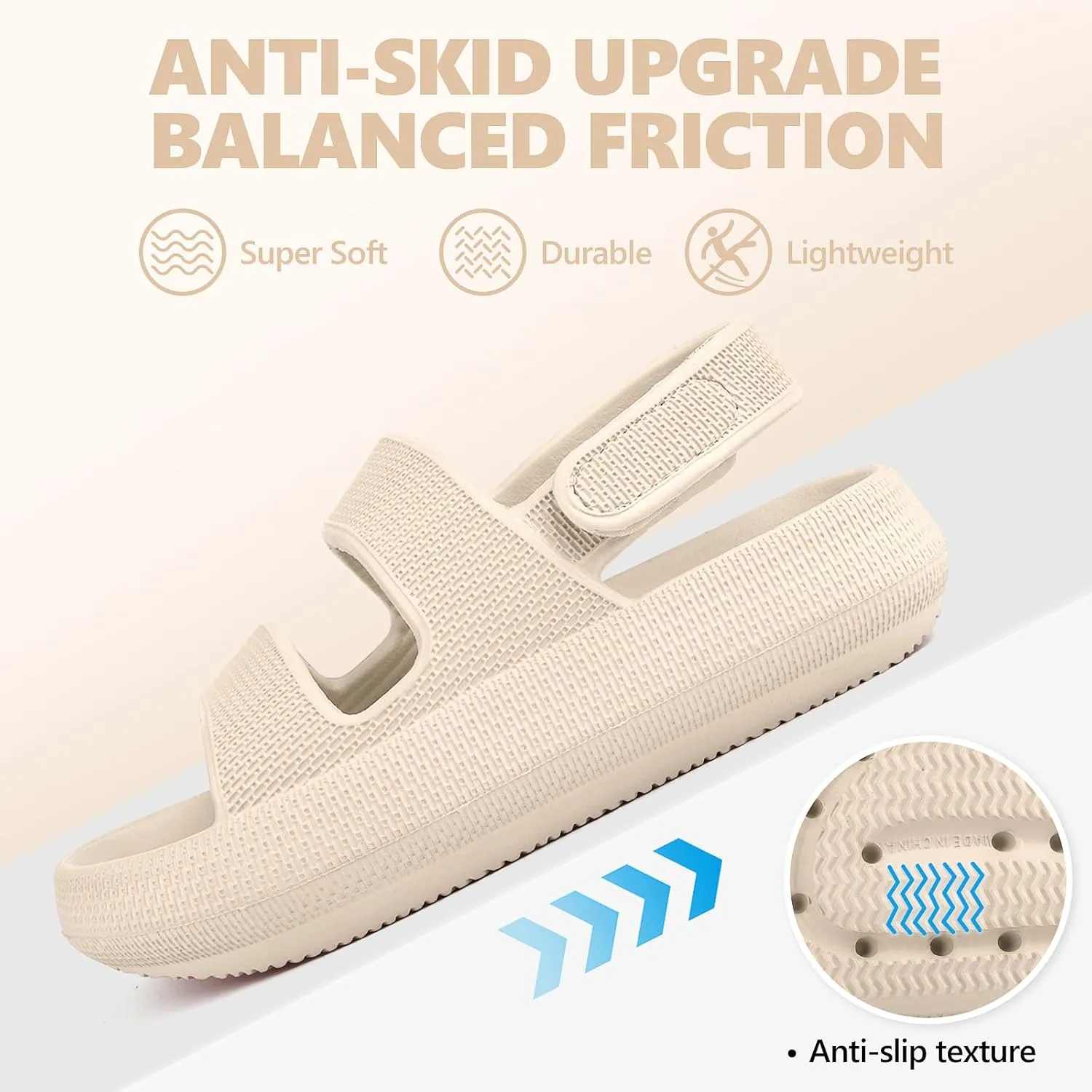Kids Cloud Sandals Boys Girls Slip on Flat Slides Sandals EVA Summer Quick Drying Pillow Slipper With Hook Loop Back Strap