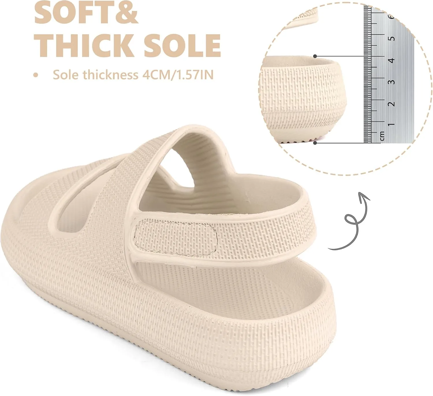 Kids Cloud Sandals Boys Girls Slip on Flat Slides Sandals EVA Summer Quick Drying Pillow Slipper With Hook Loop Back Strap