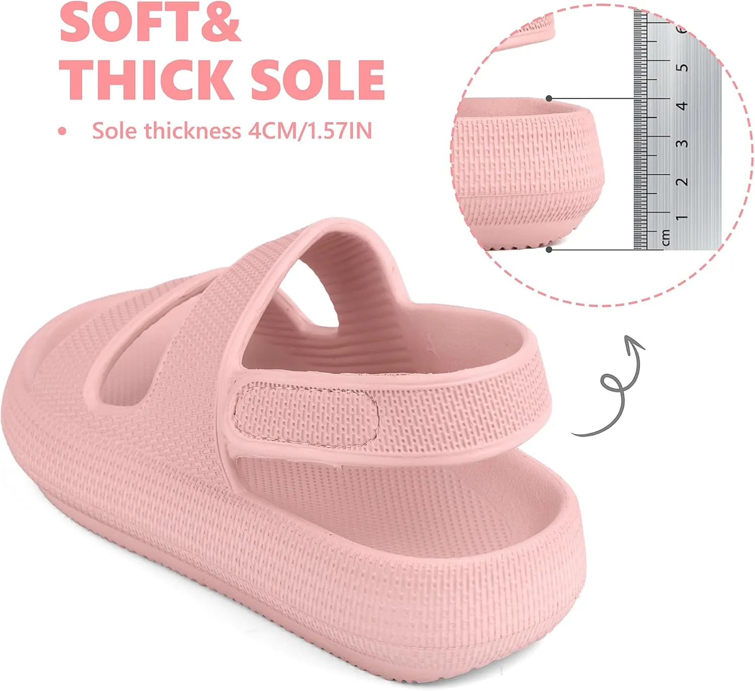 Kids Cloud Sandals Boys Girls Slip on Flat Slides Sandals EVA Summer Quick Drying Pillow Slipper With Hook Loop Back Strap