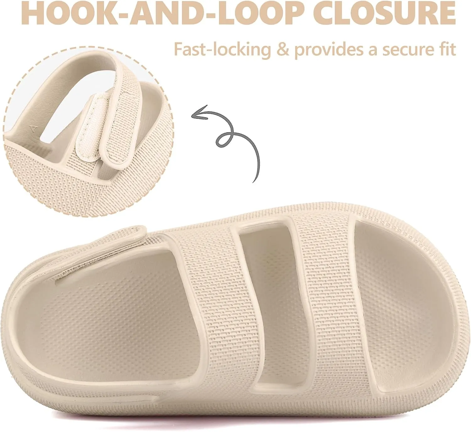 Kids Cloud Sandals Boys Girls Slip on Flat Slides Sandals EVA Summer Quick Drying Pillow Slipper With Hook Loop Back Strap