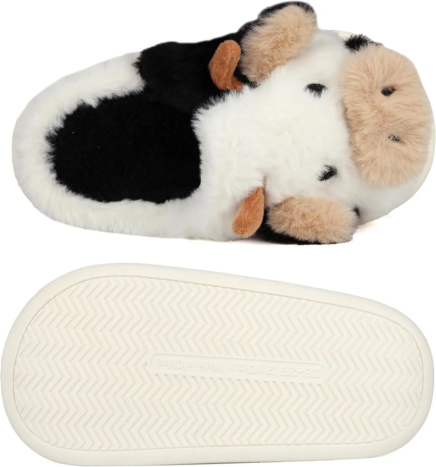 Kids Cow Slippers - Toddler Boys & Girls Soft Plush Animal Slippers - Winter Comfy Warm Fuzzy Memory Foam Non-slip Indoor/Outdoor Shoes