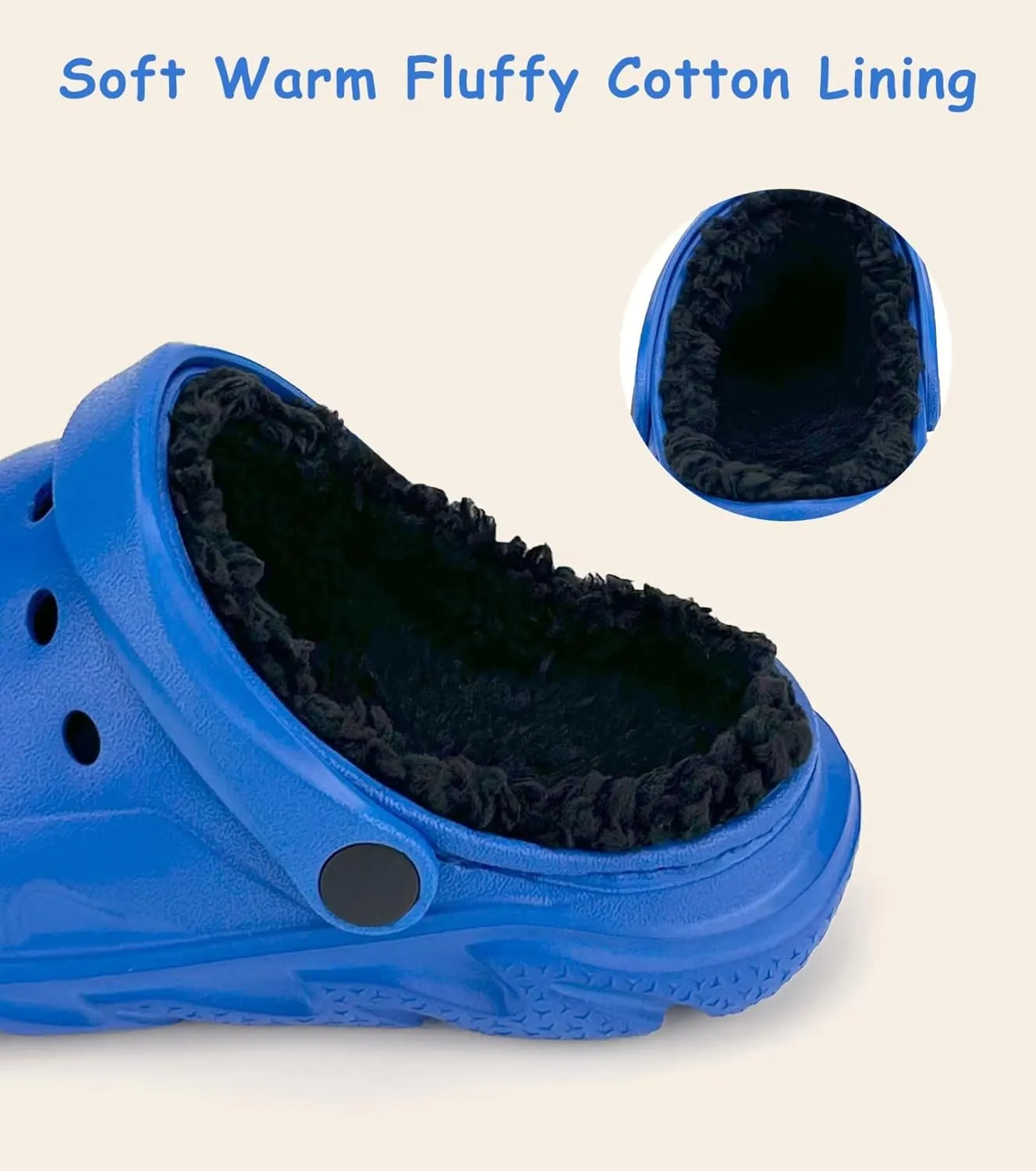 Kids Fur Lined Clog Slip On Winter Slipper for Boys Girls