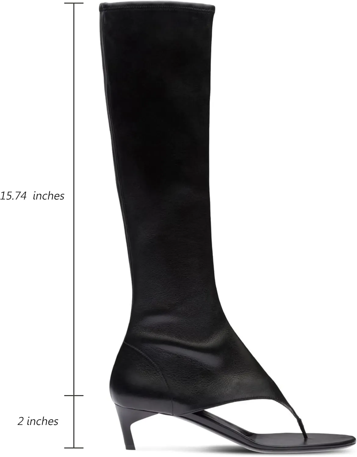 Kluolandi Women's Thong Style Open Toe Knee High Boots with Zipper Stretch Kitten Low Heel Tall Sandal Boots