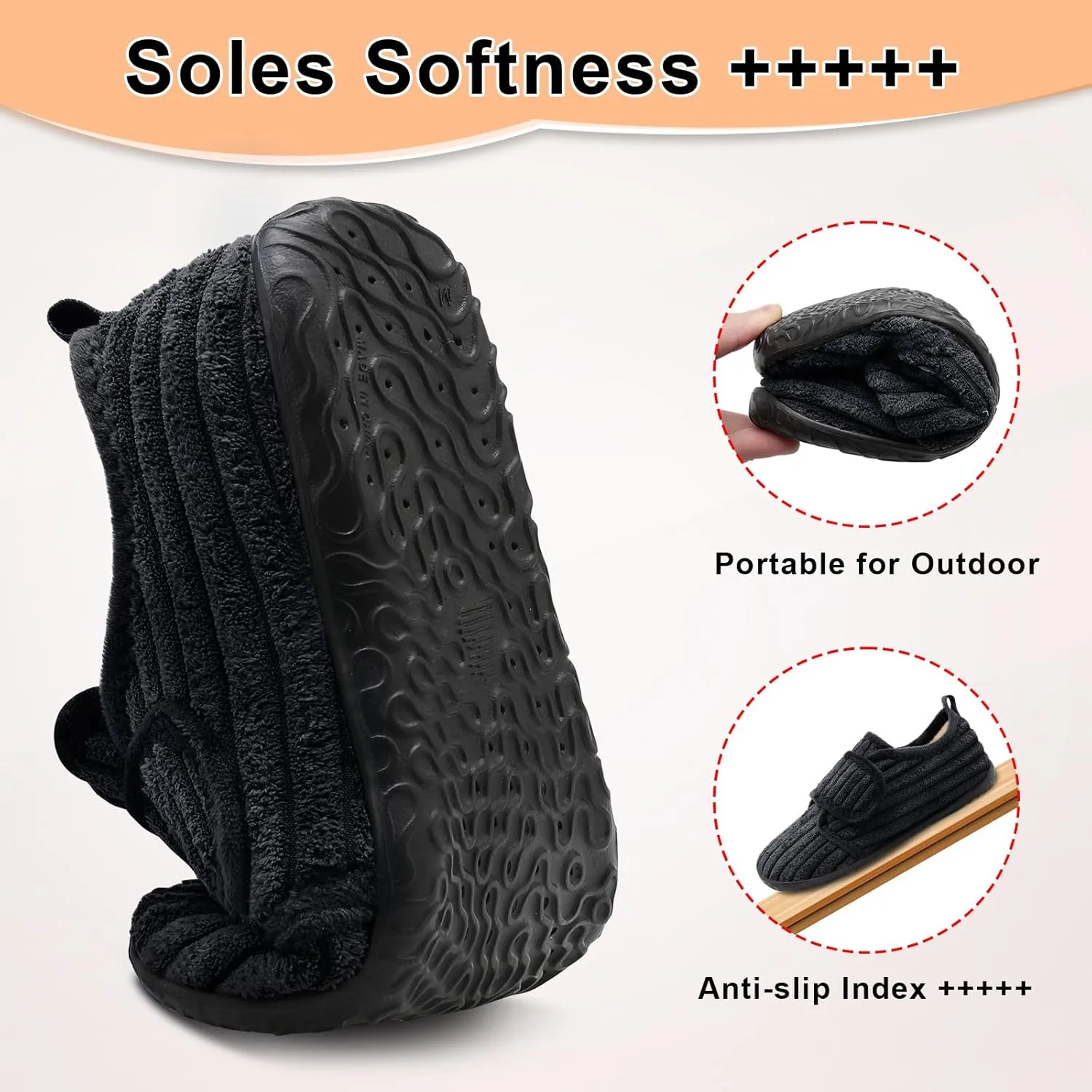 L-RUN Barefoot Womens & Men Soft House Slippers - Lightweight Indoor & Outdoor Slippers - Adjustable Home Shoes