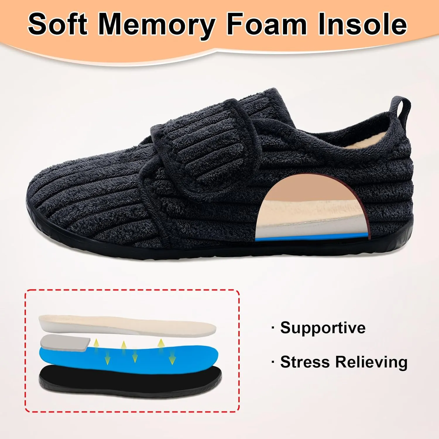 L-RUN Barefoot Womens & Men Soft House Slippers - Lightweight Indoor & Outdoor Slippers - Adjustable Home Shoes