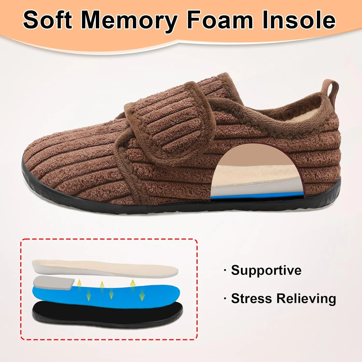 L-RUN Barefoot Womens & Men Soft House Slippers - Lightweight Indoor & Outdoor Slippers - Adjustable Home Shoes