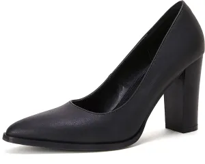 LAICIGO Women's Pointed Toe Pumps Chunky Block High Heel Slip On Dress Party Wedding Shoes