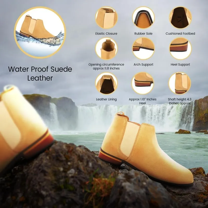 LIBERTYZENO Mens Water Proof Suede Leather Adults High Ankle Casual Chelsea Boots for Prom Graduation