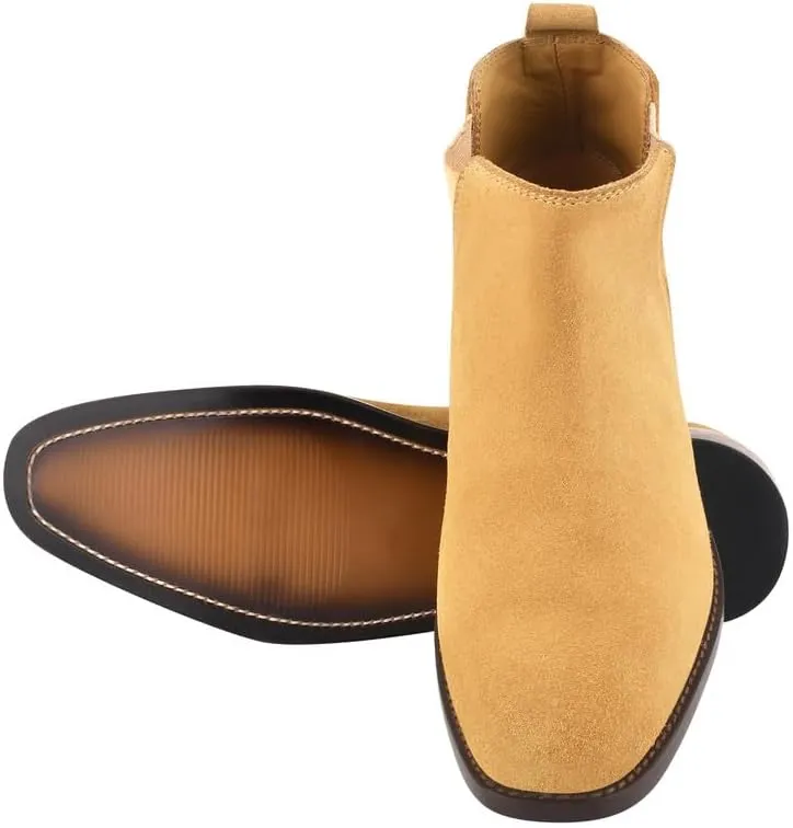 LIBERTYZENO Mens Water Proof Suede Leather Adults High Ankle Casual Chelsea Boots for Prom Graduation