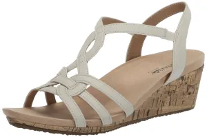 LifeStride Womens Monaco 2 Strappy Cork Wedge Sandals Bone 6.5 W