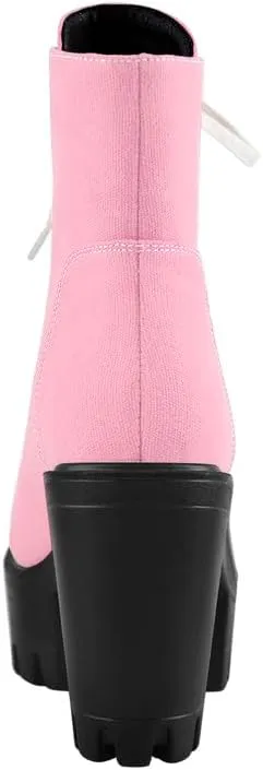 LISHAN Women's Platform Canvas High Heels
